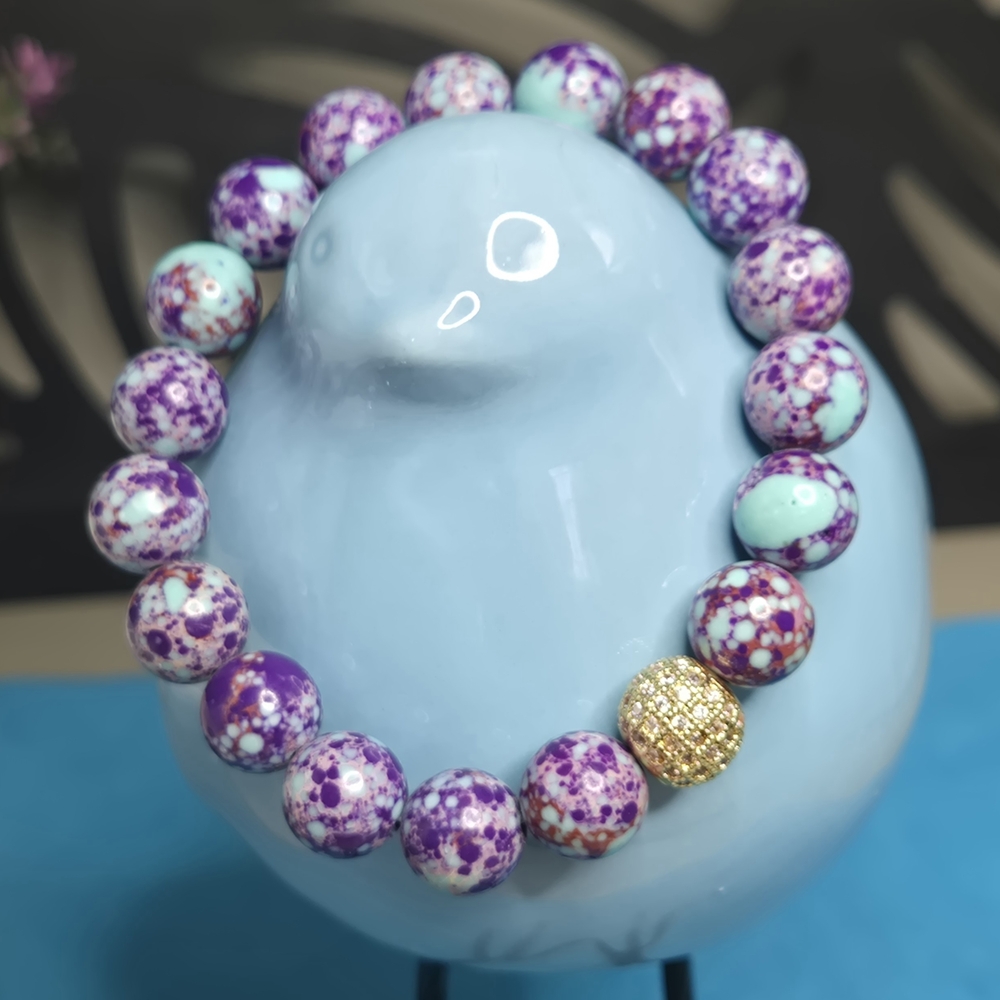 Purple and Gold Beaded Bracelet